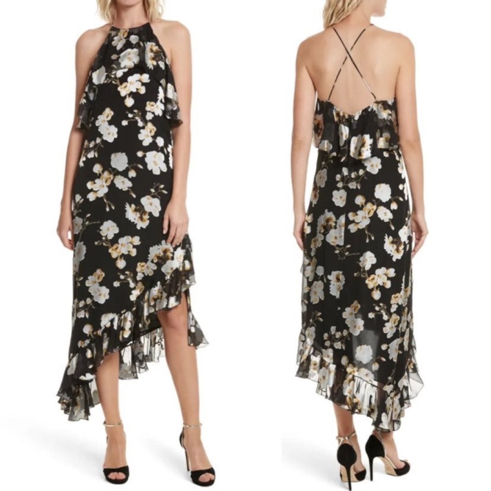 NWT $495 Alice + Olivia Holiday Blossom-Blk dress